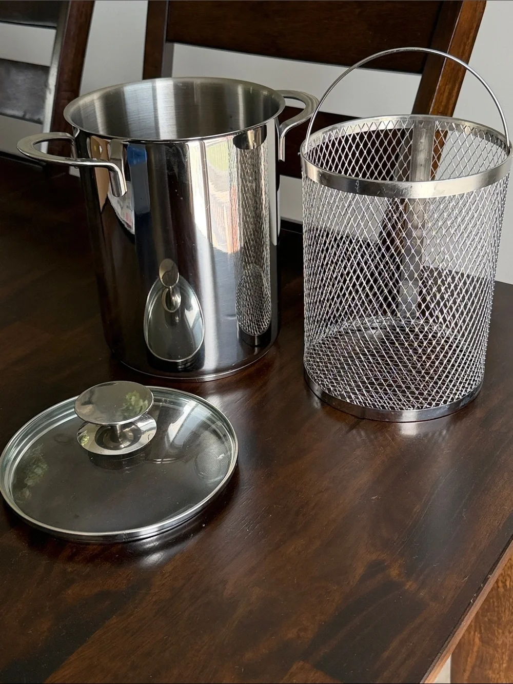 Stainless Steel Asparagus Steamer with Glass Lid and steam Basket - Silver